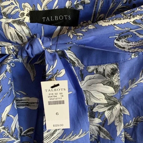 NWT Talbots Blue & Black Floral A-Line Fit and Flare Skirt with pockets Size 6 - Picture 3 of 6
